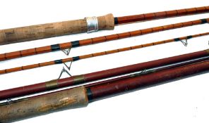 RODS: (2) Walkers of Hythe kit form hand built 12' 3 piece split can Avon style rod, marked "Pete'