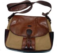 GAME BAG: Baron high quality handmade  leather/canvas game bag, 14"x12", fold out game mesh bag to