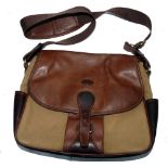 GAME BAG: Baron high quality handmade  leather/canvas game bag, 14"x12", fold out game mesh bag to