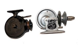 REELS: (2) Palace Superb alloy friction drive threadline casting reel, with engraved/stamped factory