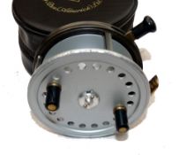 REEL: Hardy The Silex 4" alloy drum casting reel, late model, grey enamel/silver finish, black