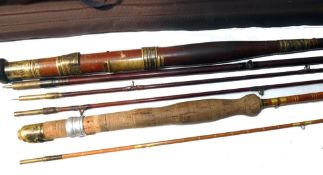 RODS: (2) Anderson of Edinburgh 11' 3 piece greenheart fly rod, repaired spare tip, burgundy whipped
