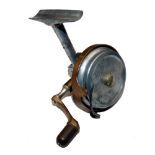 REEL: Arthur Allan Spinet early threadline casting reel, brass spool flier and gearing, half bail,