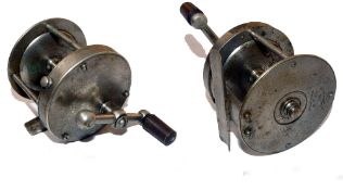 REEL: Julius Vom Hofe Brooklyn NY nickel on brass ball handle reel, Patent Oct8 -1889, 3"