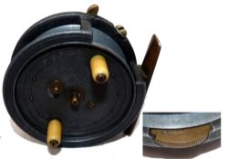 REEL: Rare Hardy The Silex 3.25" diameter alloy drum casting reel, 1904-10, factory quarter cut out,