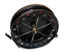 REEL: Fine Match Aerial 4.5" diameter narrow drum 6 spoke trotting reel, tension regulator, twin