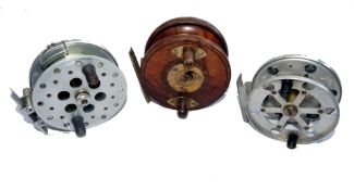 REELS: (3) K Dowling  lightweight alloy trotting reel, ventilated 3 3/4" drum ratchet check, line