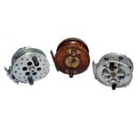 REELS: (3) K Dowling  lightweight alloy trotting reel, ventilated 3 3/4" drum ratchet check, line