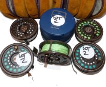 REEL & SPOOLS: (5) Hardy The Golden Prince 7/8 trout fly reel, in fine condition, gold/bronze,