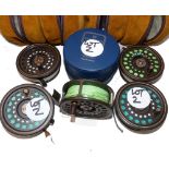 REEL & SPOOLS: (5) Hardy The Golden Prince 7/8 trout fly reel, in fine condition, gold/bronze,