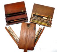 FLOAT & ACCESSORIES: (3) Early mahogany book style float winder with bone spindles, 4 slot,