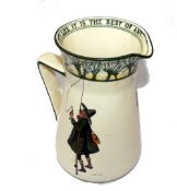 CERAMICS: Royal Doulton Isaac Walton Ware milk jug, 7" tall, 3 anglers by Noke, legend "O The