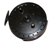 REEL: JW Young Trudex 5.75" alloy Centrepin reel, 2 screw centre boss, (not cracked), twin black