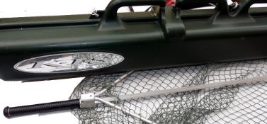 TUBE & NET: (2) K.I.S. extending protective travel 6'6" rod carry case, shoulder strap, locking pin,