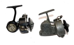 REELS: (2) Early Italian Alcedo Omnia spinning reel with cast logo to gear case, left hand wind