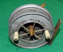 REEL: Unusual Allcock Aerial Popular narrow drum trotting reel, factory fitted with side lever check