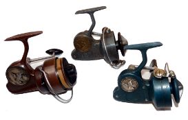 REELS: (3) Three Italian Alcedo vintage spinning reels, Taurus Deluxe model BV046, blue colour, left