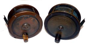 REELS: (2) Rare Chevalier Bowness & Bowness Maker, 230 Strand London, ebonite/brass salmon fly reel,