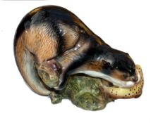 CERAMICS: Sylvac ceramic Otter with trout, on base, approx. 10"x7" tall, base stamp, Model 3458,