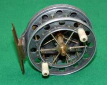 REEL: Scarce double ventilated alloy Aerial reel, 3.5" diameter, 12 ventilations to inner/outer