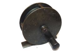 REEL: Eaton & Deller, Maker 6&7 Crooked Lane, London 2.75" all brass winch, curved crank arm,