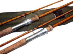 RODS: (2) Pair of Hardy LRH spinning No.1 Palakona rods, 9'6" 2 piece, close whipped green, both