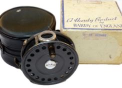 REEL: Hardy St George alloy fly reel, 3.75" diameter, good smoke agate line guide, rim tension