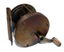 REEL: Early Gillett Maker 40 Fetter Lane, London all brass multiplier winch, 3.1" diameter, 2.4"