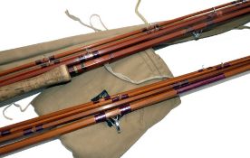 RODS: (2) Pair of Sharpe's of Aberdeen 12' 3 piece spliced joint impregnated cane fly rods, both
