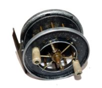 REEL: Allcock "The Aerial Popular" 3" Centrepin reel, twin white handles, 6 spoke wide drum with