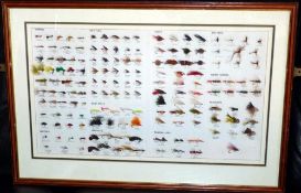 FRAMED FLY DISPLAY: Collection of hand tied trout flies by Michael Dawes, Herefordshire,