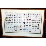 FRAMED FLY DISPLAY: Collection of hand tied trout flies by Michael Dawes, Herefordshire,