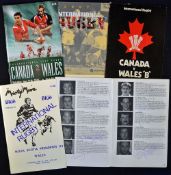 Collection of Wales Rugby Tour to Canada programmes from 1980 onwards including some signed - Canada