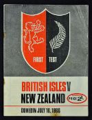 1966 British Lions v New Zealand (Winners) rugby programme played 16th July at Dunedin, 1st Test