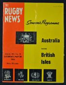 1966 British Lions (Winners) v Australia rugby programme played 28th May at Sydney Cricket Ground,