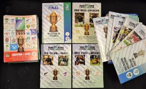 1999 Rugby World Cup programmes near complete run 37/38  to incl the Final , 2x Semi Finals, three