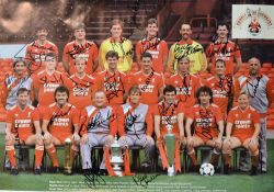 Signed Liverpool Colour Poster depicting the 'Double '86 Winners' Squad, fully signed in ink, t/w 5x