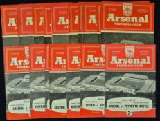 Selection of Arsenal home reserve programmes to include 1960/1961 Birmingham City, Leyton Orient,