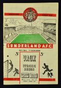 Scarce football programme 1953/1954 Sunderland v Wolverhampton Wanderers Division 1 match at Roker