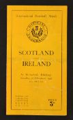 1946 Scotland v Ireland rugby programme played 23rd February at Murrayfield, with a tear to both