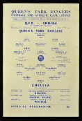 1964/1965 FA Youth Cup at Shepherds Bush Queens Park Rangers v Chelsea, single sheet. Slight crease,