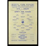 1964/1965 FA Youth Cup at Shepherds Bush Queens Park Rangers v Chelsea, single sheet. Slight crease,