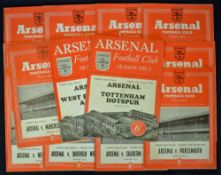 Collection of Arsenal home programmes 1951/1952 Spurs, WBA 1952/1953 Manchester Utd, Portsmouth,