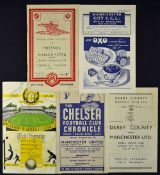 1947/1948 Manchester Utd away programmes v Wolverhampton Wanderers, Derby County, Manchester City,