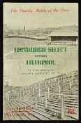 1951 Edinburgh Select XI v Liverpool scarce football programme for the charity match at Easter