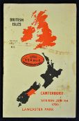 1950 British Lions v Canterbury rugby signed programme played on 3rd June with the Lions winning