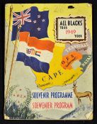 1949 New Zealand Rugby Tour of South Africa Souvenir Programme - large format with original colour