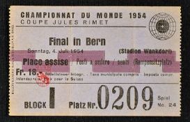 World Cup Final Ticket 1954, West Germany v Hungary in Bern 4 July 1954. Condition very good