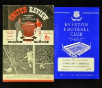 1962/1963 Arsenal postponed match football programmes: away v Manchester Utd (22 December 1962)