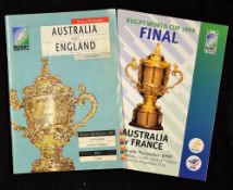 2x 1990s Rugby World Cup Final programmes - to incl 1991 Australia v England played at Twickenham on